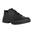 Front angled view of LOWA ZICON GTX LO tactical duty shoe showing lace system and smooth uniform toe profile, waterproof GORE TEX metal free ESD compliant police footwear built for patrol, law enforcement, and tactical duty use