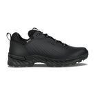 Side view of LOWA ZICON GTX LO tactical duty shoe, waterproof GORE TEX police footwear with metal free ESD compliant construction, full grain leather upper, slip resistant outsole, and lightweight uniform ready design for law enforcement and tactical professionals