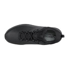Top down view of LOWA ZICON GTX LO tactical duty shoe showing lace layout and smooth uniform toe design, waterproof GORE TEX metal free ESD compliant police footwear for law enforcement patrol and tactical duty use