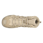 Top-down view of the LOWA Zephyr MK2 GTX Mid in Desert featuring the tactical lace system and padded tongue.