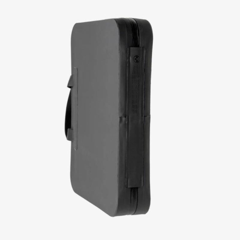 Magpul DAKA Double Pistol Case Black close up of YKK AquaGuard zipper RF welded seams and reinforced hinge area