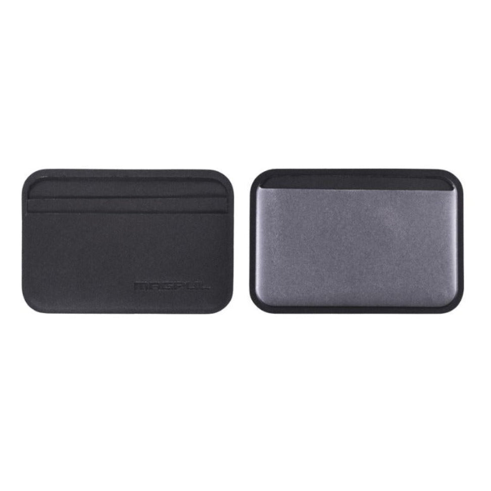 Magpul DAKA Everyday Wallet Black showing front card pocket and rear clear ID window in slim tactical wallet design