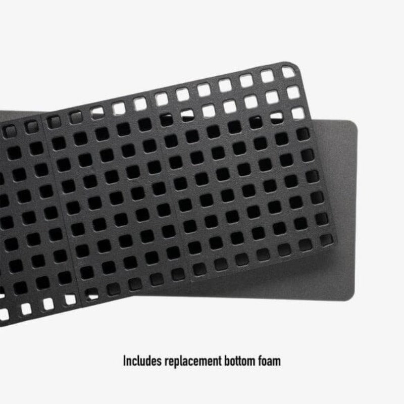 Magpul DAKA GRID Organizer for Pelican Vault V800 close up showing interlocking EPP GRID panels with included bottom replacement foam layer for added impact protection and precision fit