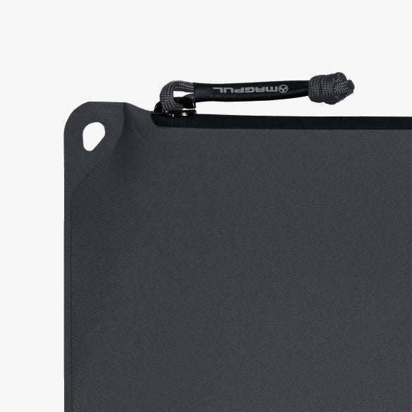 Magpul DAKA Pouch Medium Grey featuring YKK AquaGuard zipper and branded 550 paracord heat shrink pull for secure waterproof tool and EDC storage