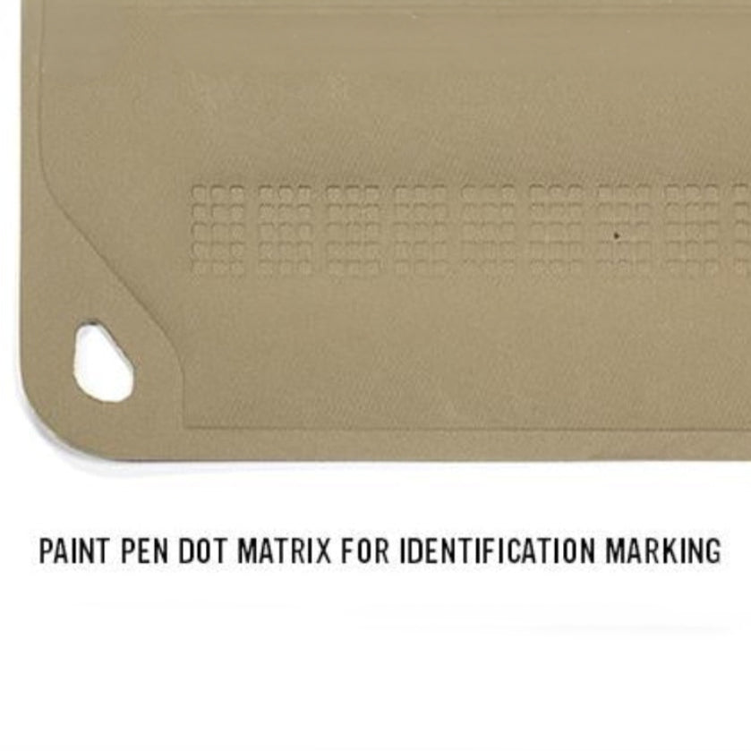Magpul DAKA Pouch Medium close up showing dot matrix panel for paint pen identification marking designed for labeling tools EDC gear medical kits and range bag organization