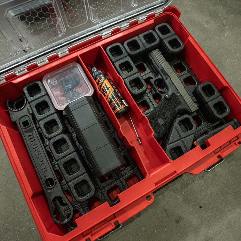 Magpul DAKA Universal GRID Organizer transforming standard hard rifle case into clean modular custom fit storage system