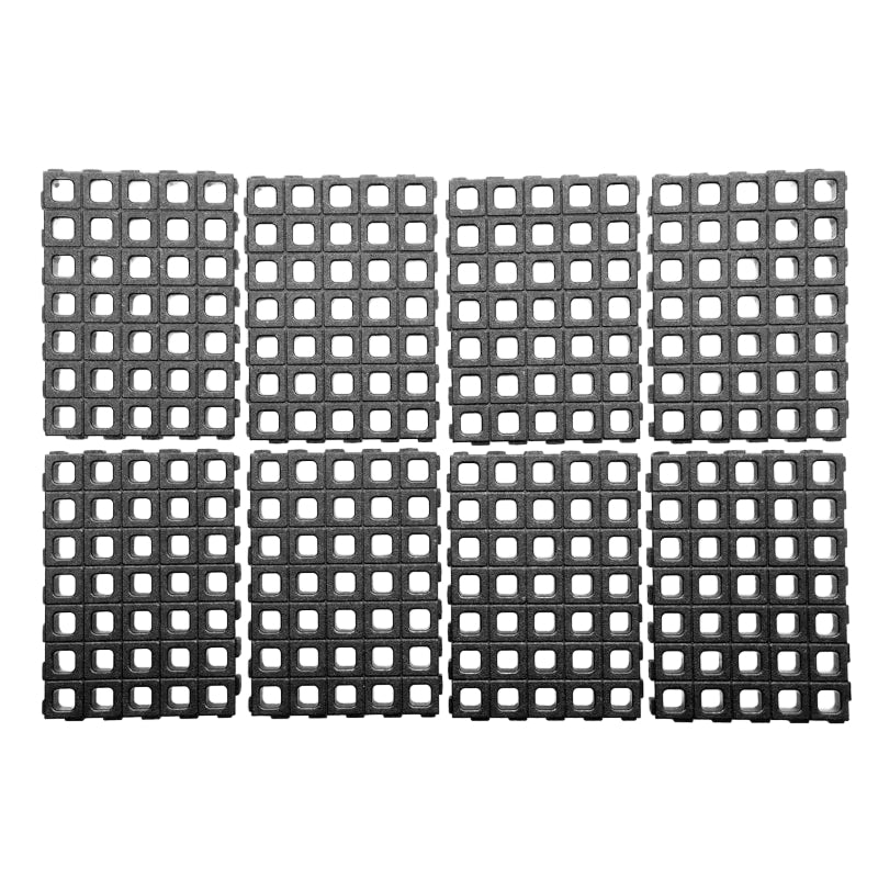Magpul DAKA Universal GRID Organizer Rifle Kit with eight GRID panels six triple blocks six double blocks four DAKA gear straps and adhesive gap shims laid out side by side showing complete modular rifle case insert system