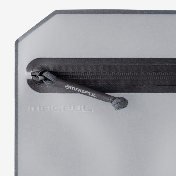 Magpul DAKA Volume Pouch Grey close up of water resistant YKK zipper