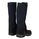 Side view of Crocodile Gaiters in use, highlighting waterproof performance, reinforced foot panel, and secure boot fit.
