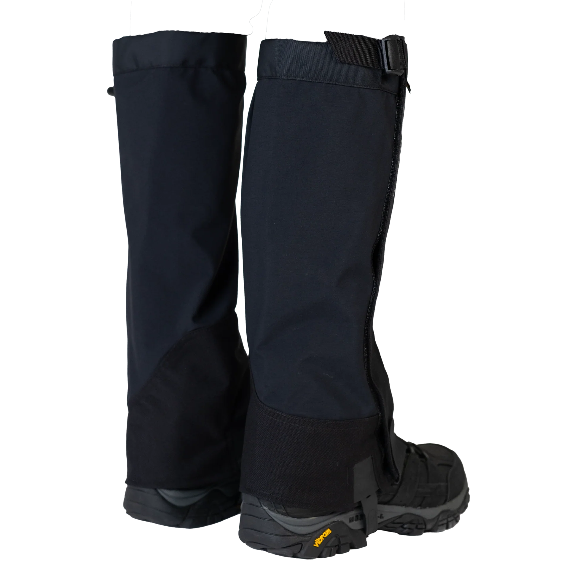 Side view of Crocodile Gaiters in use, highlighting waterproof performance, reinforced foot panel, and secure boot fit.