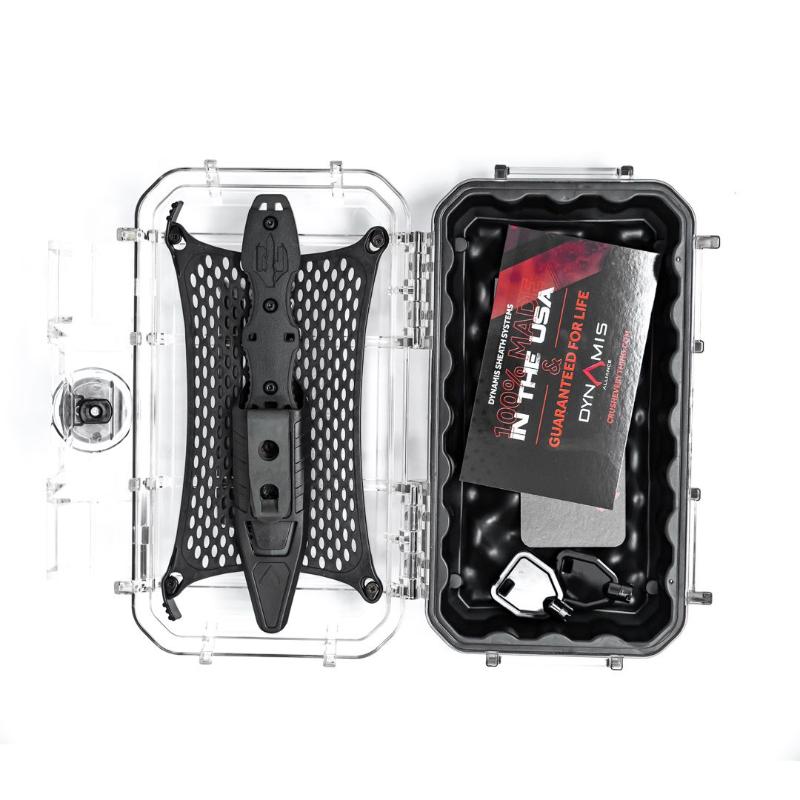 Complete Dynamis Neptune IWB Kit including CPMS 110V fixed blade, IWB sheath, line cutter tool, and waterproof case