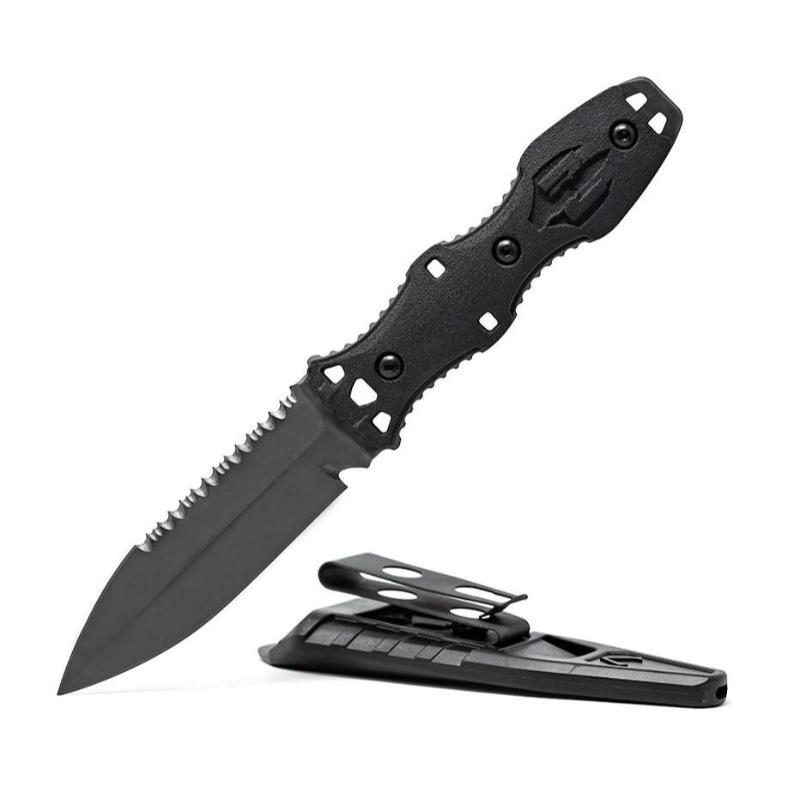 Dynamis Neptune IWB Kit fixed blade secured in inside waistband concealment sheath for discreet carry