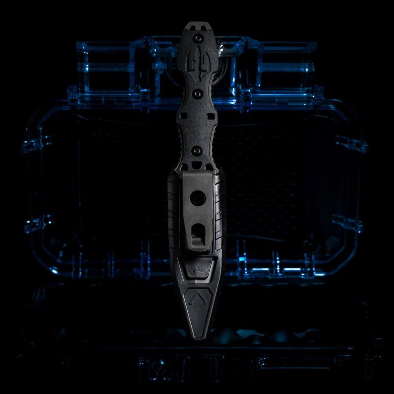 Dynamis Neptune IWB knife handle close up showing scale grip system for secure retention in wet and high stress environments