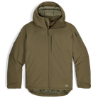 Product shot of the Outdoor Research Allies Colossus II Parka in Ranger Green, featuring Cordura® shell, AscentShell™ waterproof membrane, and VerticalX™ insulation for cold-weather protection.