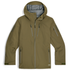 Outdoor Research Allies Mountain II Jacket in Ranger Green showing the AscentShell Dry waterproof tactical shell with Cordura nylon ripstop construction, helmet compatible hood, and combat fit design built for military, law enforcement, and alpine professionals operating in extreme weather and rugged terrain