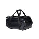Outdoor Research CarryOut Duffel 40L in Black side view shown as a traditional duffel | Durable PU coated 420D ripstop nylon bag with dual carry handles compression straps external zip pocket and dirty clean gear divider — best 40 liter tactical duffel for travel missions and outdoor gear storage
