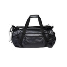 Outdoor Research CarryOut Duffel 40L in Black shown upright with handles up | Rugged water resistant duffel bag made from PU coated 420D ripstop nylon with 40 liter capacity compression straps and modular carry options — best black duffel bag for travel missions and range days