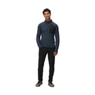 Full body view of the Outdoor Research Deviator Fleece Half Zip in Atlantic deep navy, shown on a model with athletic fit, hybrid construction, and technical midlayer design for alpine and cold-weather missions.