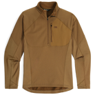 Product shot of the Outdoor Research Deviator Fleece Half Zip in coyote, built with VerticalX™ Octa insulation, stretch side panels, and moisture-wicking fleece for fast-paced cold-weather pursuits.