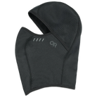 Black hooded balaclava with a brand logo on a white background