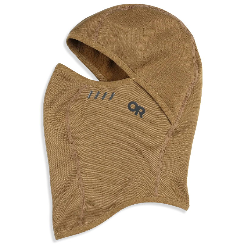 Coyote Brown balaclava with an OR logo on a white background