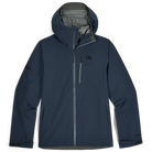 Outdoor Research Foray 3L Rain Jacket in Atlantic deep blue product shot | Sustainable 3 layer waterproof shell with AscentShell Dry membrane TorsoFlo side vents and recycled nylon — best lightweight rain jacket for hiking mountain adventures and everyday wet weather protection
