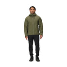 Outdoor Research Foray 3L Rain Jacket in Ranger Green full body shot on model | Breathable 3 layer waterproof shell with AscentShell Dry membrane TorsoFlo venting and tactical style Ranger Green finish — best lightweight sustainable rain jacket for hiking field use and outdoor adventures