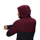 Outdoor Research Foray 3L Rain Jacket close up showing strategically placed stretch panels that move with the body for unrestricted mobility | Lightweight breathable 3 layer waterproof hiking shell with AscentShell Dry technology and recycled nylon — best rain jacket with stretch for trekking climbing and outdoor adventure