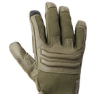 Back of Outdoor Research Ironsight II FR Glove in Ranger Green showing flame resistant Nomex knit with Kevlar reinforcement and padded knuckle protection, tactical duty gloves built for military combat gear, law enforcement operations, and fire resistant shooting applications