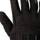 Close-up of the Outdoor Research Ironsight II Glove in Black showing the breathable polyester-spandex knit back that enhances airflow and flexibility during high-output tasks. Highlights reinforced stitching, streamlined construction, and lightweight materials ideal for users searching for breathable tactical gloves, range gloves with ventilation, or durable work gloves built for dexterity and comfort.