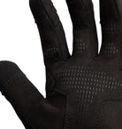 Close-up of the Outdoor Research Ironsight II Glove in Black showing the synthetic suede palm with anti-slip silicone texturing and reinforced high-wear zones. Highlights the durable contact surface designed for secure weapon handling, tool control, and all-weather grip. Ideal for users searching for tactical gloves with enhanced grip, range-ready contact gloves, or work gloves engineered for dexterity and durability.