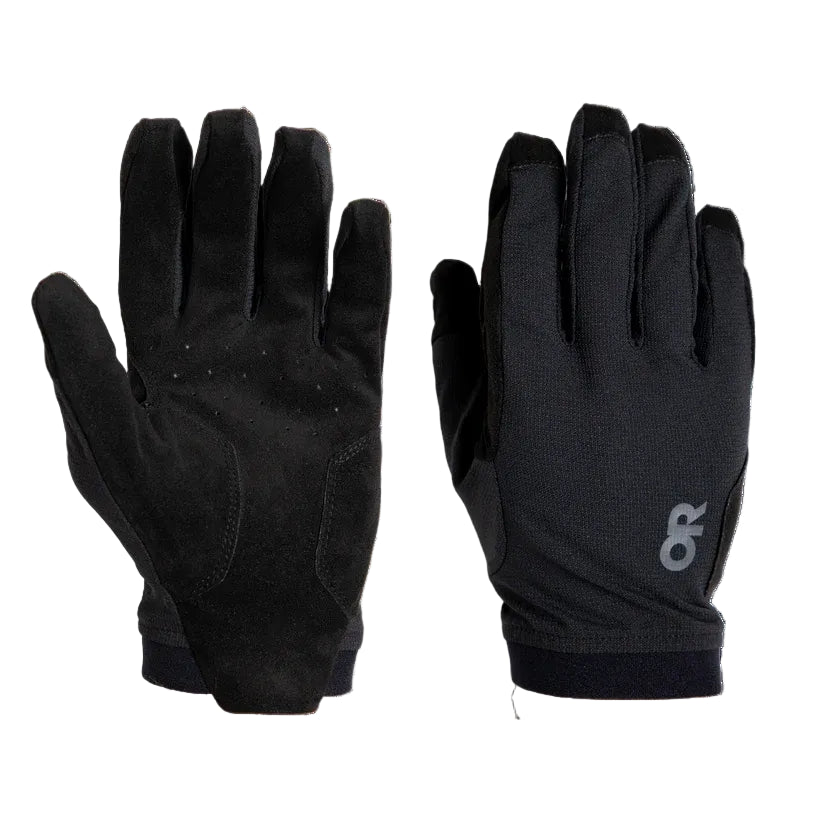 Black Outdoor Research Ironsight II LT Glove in standard product display, featuring its minimalist lightweight design, perforated synthetic suede palm, and high dexterity construction for shooting, training, and warm weather tactical use. Optimized for searches for black tactical gloves, precision shooting gloves, and breathable operator gloves.