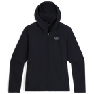 Product shot of the Outdoor Research Ultima Soft Shell Hoodie in black, built with recycled nylon softshell fabric, weather resistance, and movement-mirroring stretch for year-round alpine performance.