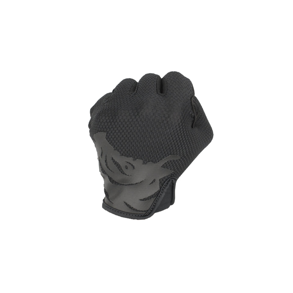 Closed fist view of the PIG FDT HADES Hot Weather Glove in Black showcasing the flexible knuckle construction and lightweight tactical design.