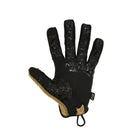 Palm view of the PIG FDT OPFOR Glove in Coyote highlighting the reinforced grip surface, touchscreen-compatible fingertips, and precision shooting glove design.