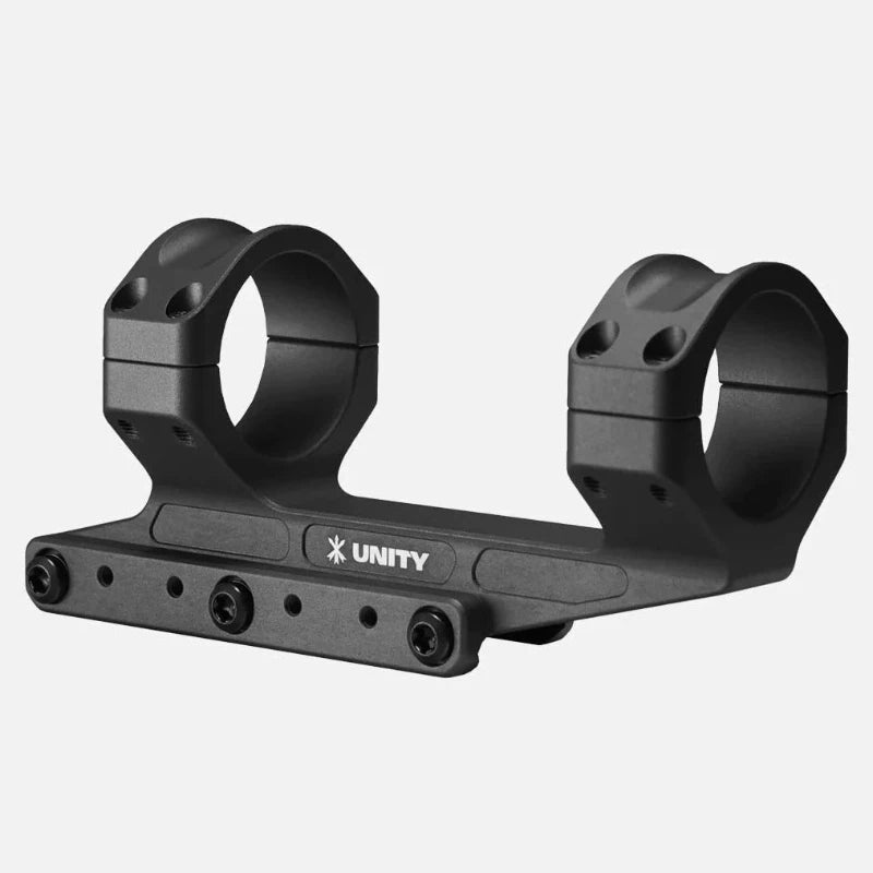 Black Unity rifle scope mount on a light gray background