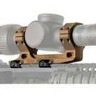 Reptilia AUS 34mm Optic Mount 1.54 inch in FDE mounted on flat top receiver compatible with 34mm scope and ROF accessories