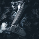 Reptilia RECC-E Stock in Black displayed beside glowing coals, symbolizing rugged performance and heat-tested reliability. Lightweight 12 oz AR-15/M4 carbine stock engineered for precision shooters and tactical operators. Features constant cheek weld, ambidextrous QD sling points, and modular compatibility for A5/SR25 buffer systems. Built for real-world missions, not just the range. Made in the USA.