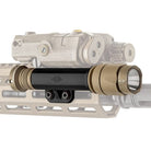 Reptilia TORCH 6V CR123 M-LOK Light Body in Black mounted on rifle rail compatible with Surefire M600 Scout components