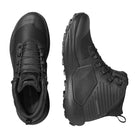 Salomon Forces GENESIS FORCES MID tactical mid boots in Black shown as a pair with top and side view, lightweight all terrain military footwear featuring ripstop upper, Quicklace system, optiFOAM cushioning, and Contagrip outsole for duty and field operations