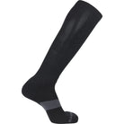 Black Salomon Forces Quest Knee Socks featuring a Merino wool blend, knee-high coverage, cushioned support zones, and moisture-wicking performance for tactical and outdoor use.