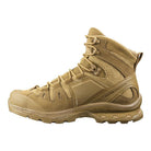 Side profile of the Salomon Quest 4D Forces 2 Boot in Coyote Brown built for harsh terrain, heavy loads, and extended missions.