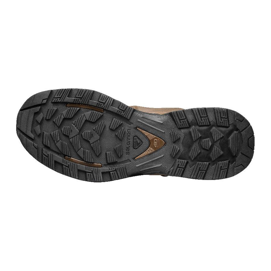 Bottom view of the Ranger Brown Salomon Quest 4D Forces 2 Boot showing the traction-focused Contagrip outsole.