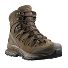Front angled view of the Ranger Brown Salomon Quest 4D Forces 2 Boot designed for rugged terrain and long-distance movement.