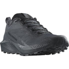Three-quarter view of the Salomon Trail Running Shoe in India Ink (Navy Blue) highlighting the breathable mesh upper, reinforced toe, and grippy slip-resistant outsole. Tactical trail running shoe engineered for law enforcement, EMS, and fast-moving professionals who need comfort, traction, and durability on duty and off. Lightweight hybrid design built for speed, agility, and all-day performance.