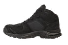 Inside side view of Salomon XA FORCES MID Black tactical boots | Lightweight military and law enforcement footwear with Quicklace system reinforced mid height chassis and rugged outsole designed for all terrain tactical performance