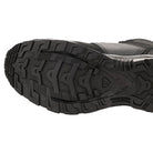 Sole view of Salomon XA FORCES MID Black tactical boots | Lightweight military footwear with rugged rubber outsole and aggressive tread pattern built for maximum traction on all terrain tactical operations