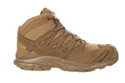 Side view of Salomon XA FORCES MID Coyote tactical boots | Lightweight desert military footwear with Quicklace system stable mid height chassis and rugged outsole designed for law enforcement and all terrain combat operations