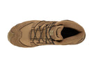 Top down view of Salomon XA FORCES MID Coyote tactical boots | Lightweight desert combat footwear with Quicklace system stable mid height chassis and reinforced build designed for military and law enforcement operators in all terrain environments