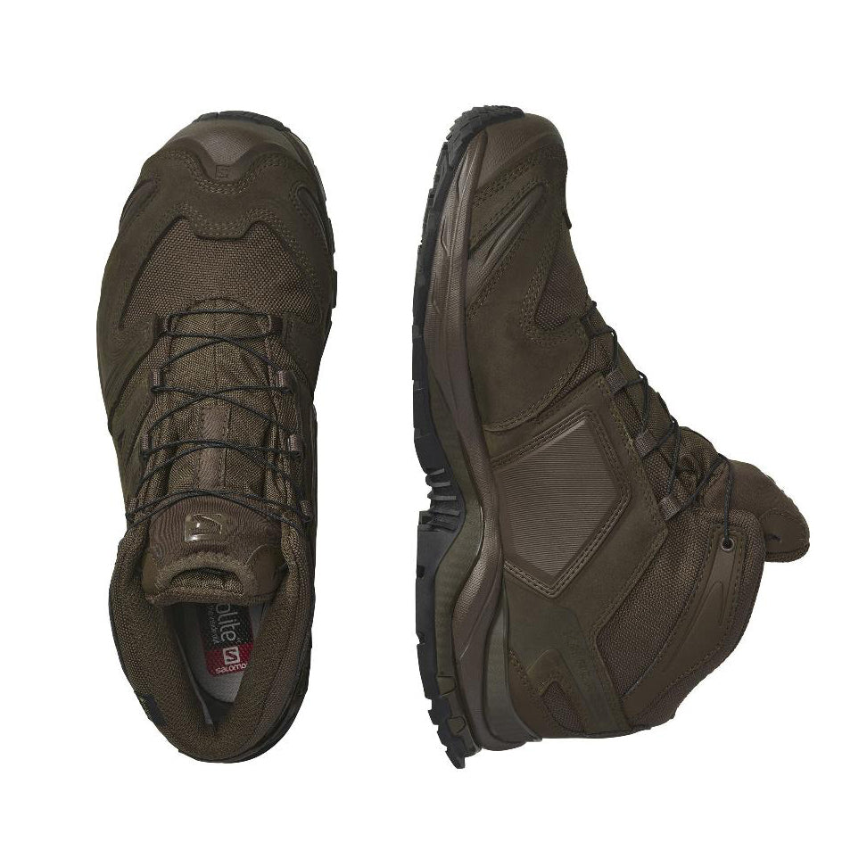 Pair of Ranger Brown Salomon XA Forces Mid boots built for fast-paced tactical movement and all-day field comfort.